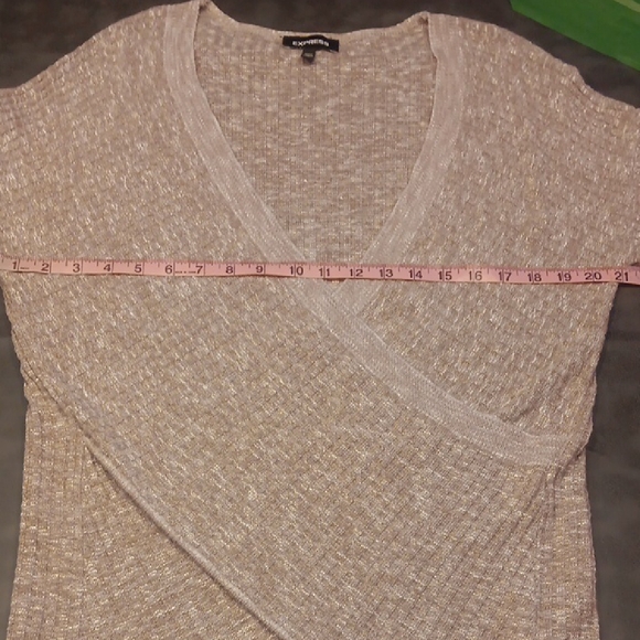 Express V-Neck Wrap Style Sweater in Light Mauve - Picture 8 of 10